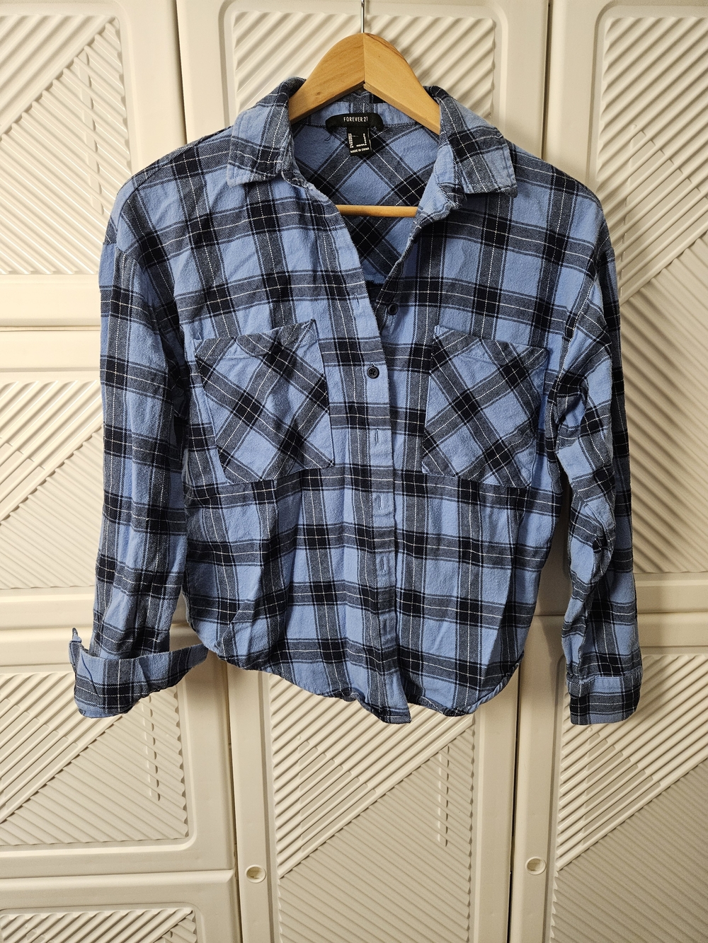 Forever 21 Blue Plaid Button-Up Shirt